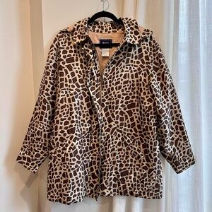 Dennis Basso 100% Silk Giraffe Animal Print Lightweight Jacket, like new, M